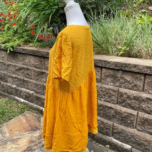 Lacausa Cassie Dress Anthropologie “tar” Gold Yellow Babydoll Layered Small S - Picture 4 of 12